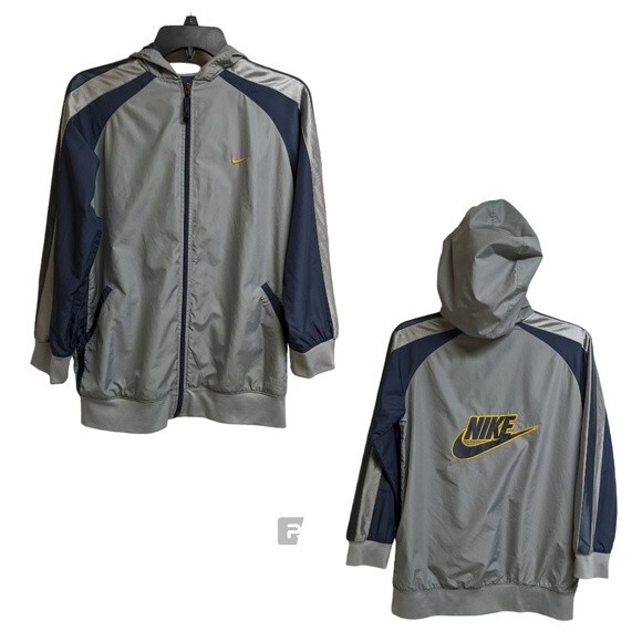 Nike Jacket Kids Medium Swish Full Zip Lightweight Jacket Youth M Gray / Blue - Picture 1 of 11